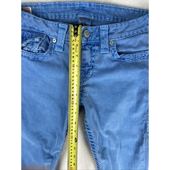 True Religion Jeans Womens Size 32 Blue Lily Super T Capri Made In USA *FLAW - Picture 6 of 13
